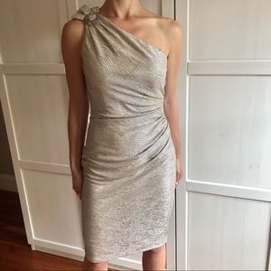 David Meister size 4 one shoulder dress